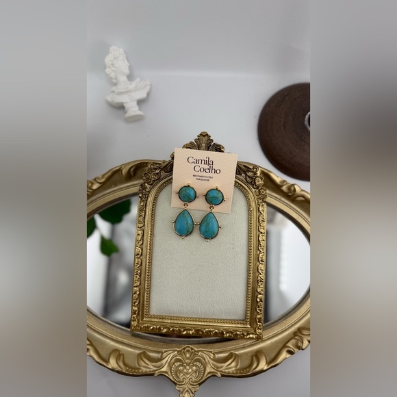 Camila Coelho Reconstituted Turquoise Drop Earrings - Picture 3 of 7